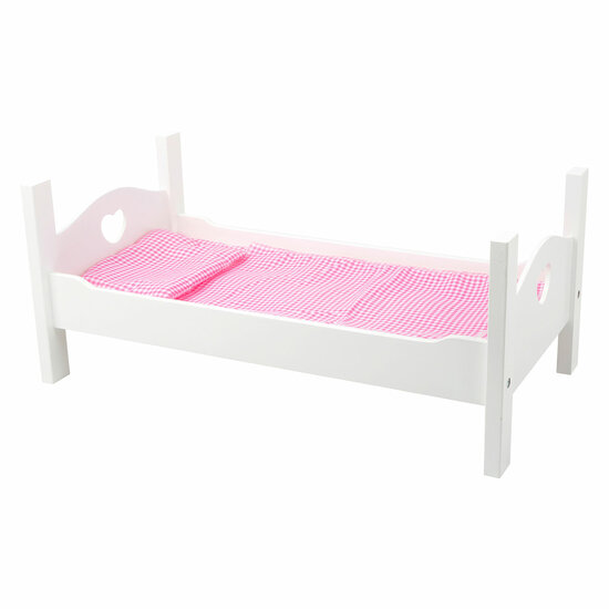 Small Foot - Houten Poppenbed Wit met Beddengoed, 4dlg.