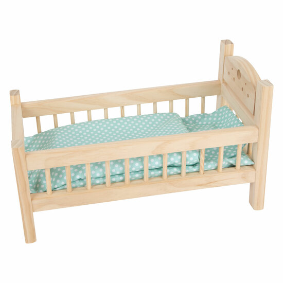 Small Foot - Houten Poppenbed Natuurlijk met Beddengoed, 4ldg.