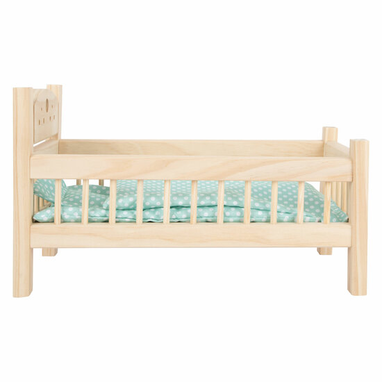 Small Foot - Houten Poppenbed Natuurlijk met Beddengoed, 4dlg.