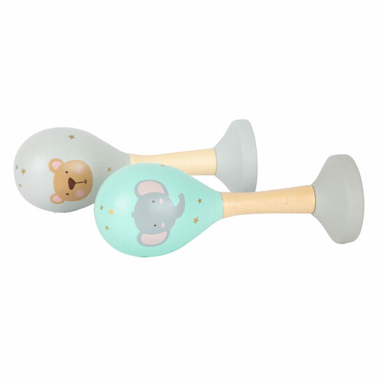 Small Foot - Houten Baby Rammelaar Maracas Dier, Set van 2