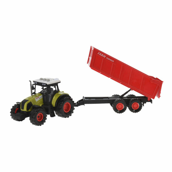 Tractor Kiepwagen met Twee Aanhangers