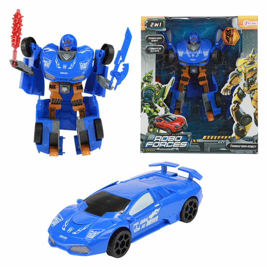 Roboforces Transformeer Auto Robot Blauw