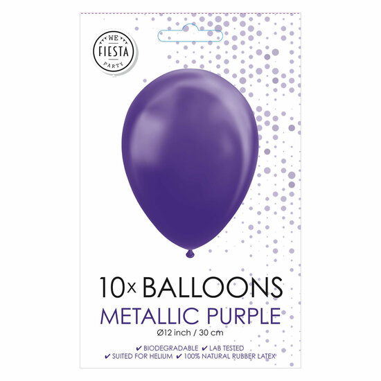 Ballonnen Metallic Paars 30cm, 10st.