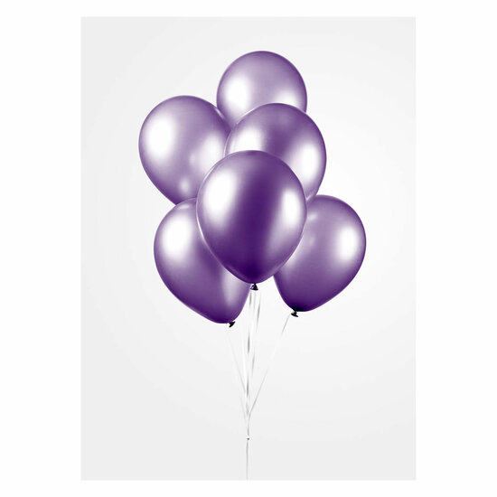 Ballonnen Metallic Paars 30cm, 10st.