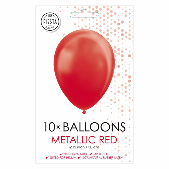 Ballonnen Pearl Rood 30cm, 10st.