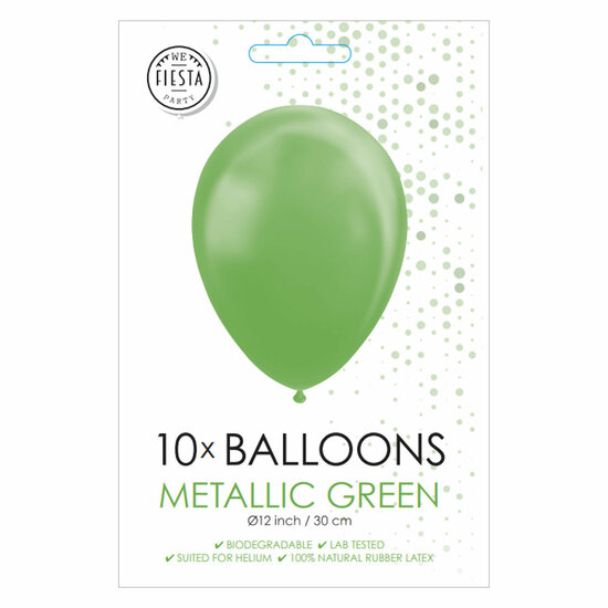 Ballonnen Metallic Green 30cm, 10st.