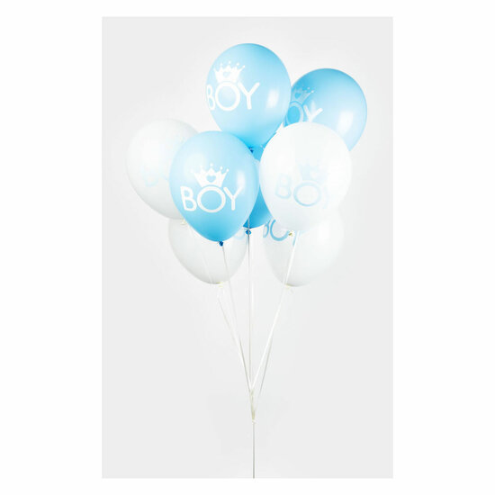 Ballonnen Zoon Baby Blauw/Wit 30cm, 8st.
