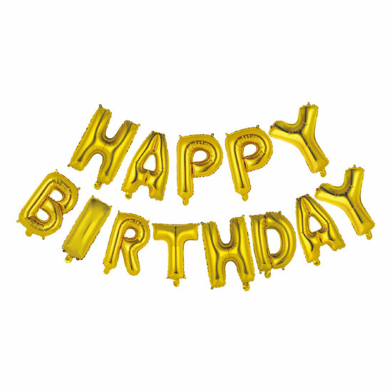 Folieballon Tekst Happy Birthday Goud