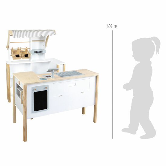 Small Foot - Houten Winkel Wit met Kassa en Lopende Band