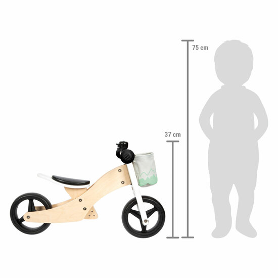 Small Foot - Houten Training Driewieler/Loopfiets 2in1 Saliegroen