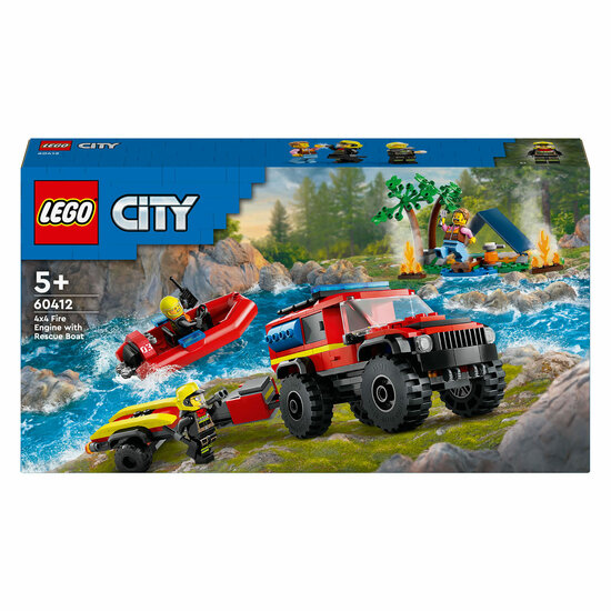 LEGO City 60412 4X4 Brandweerauto met Reddingsboot