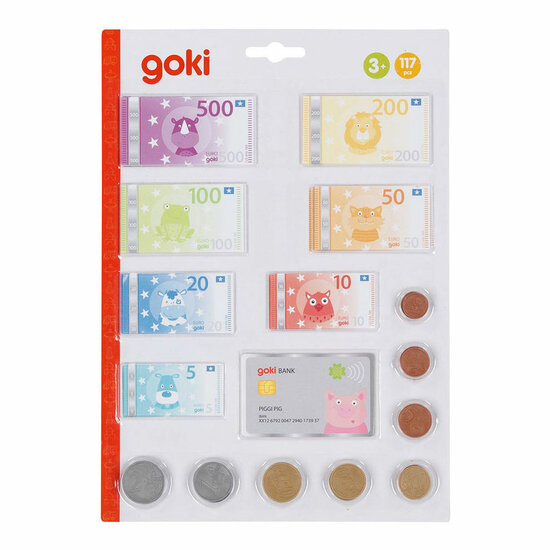 Goki Speelgeld Dieren met Creditcard en Muntgeld, 117dlg.