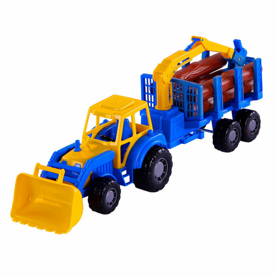 Cavallino Junior Tractor met Kraan Aanhangwagen en Hout, 46cm