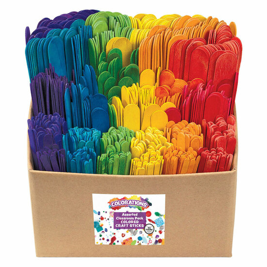 Colorations - Gekleurde Houten Knutselstokjes Klaslokaal Pakket, 1200st.