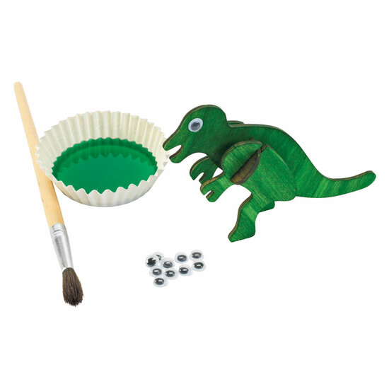 Bouwpakketje Houten 3D Dinosaurus, Set van 4