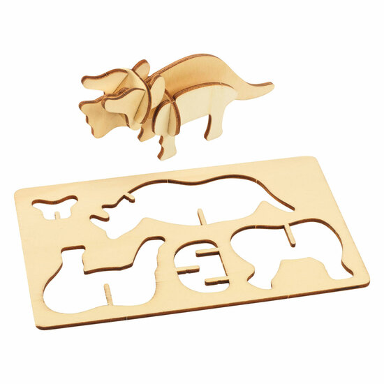 Bouwpakketje Houten 3D Jungledieren, Set van 4