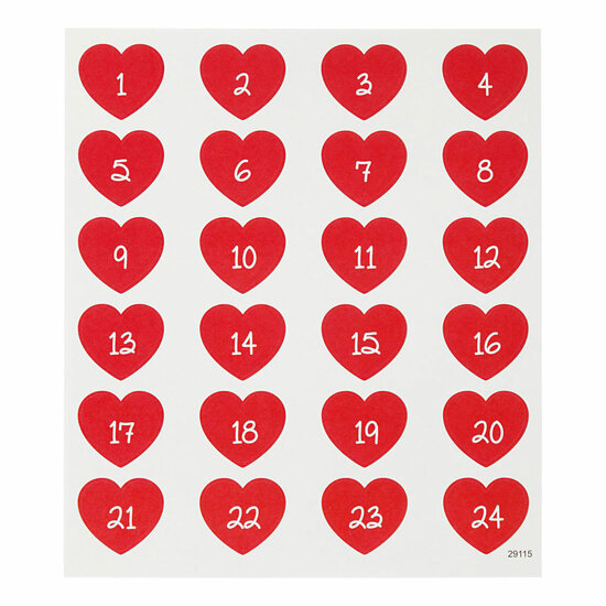 Stickers Hart met Cijfer, 1 Vel