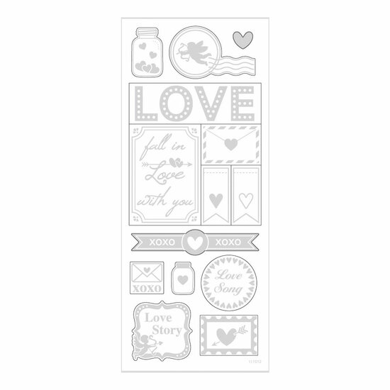 Stickers Zilver Love, 1 Vel