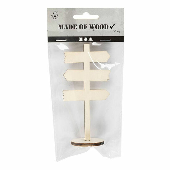 Houten Bord Pijlen op Voet, 12cm