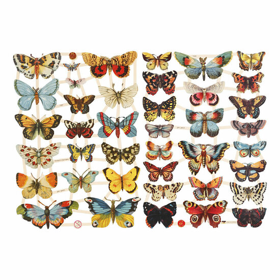Vintage Plaatjes Vlinders, 2 Vellen