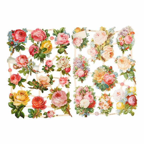 Vintage Plaatjes Rozen, 2 Vellen