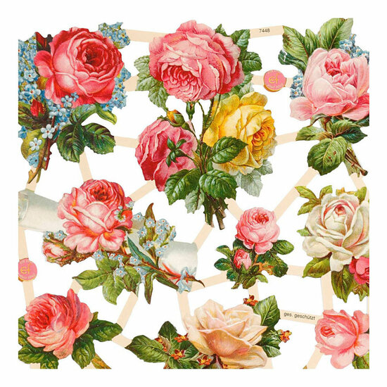 Vintage Plaatjes Rozen, 2 Vellen