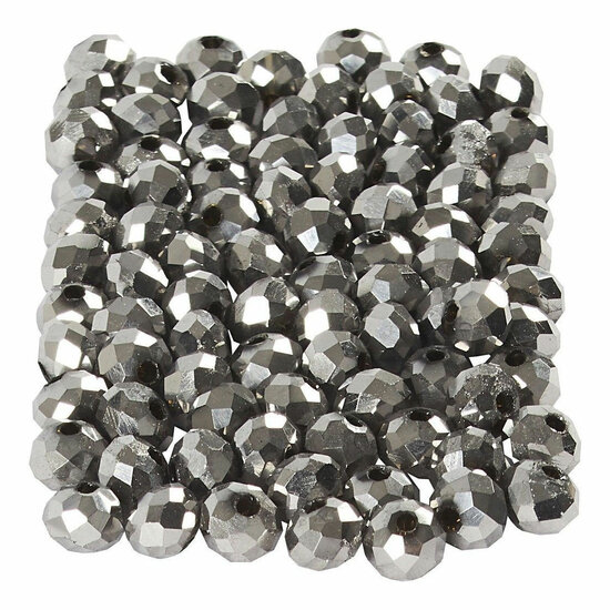 Facet Kralen Metallic Grijs, 100st.