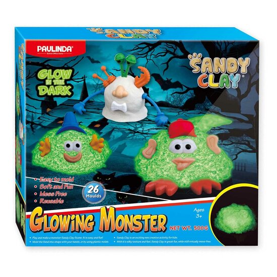 Glow in the Dark Speelzand Glowing Monsters, 500gr.