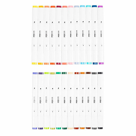 Tekenstift Kleuren, 24st. Dubbelzijdig