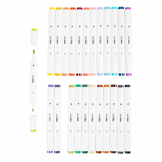 Tekenstift Kleuren, 24st. Dubbelzijdig