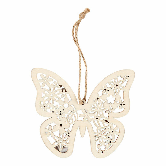 Houten Figuren Vlinder Bloem en Vogel, 90st.