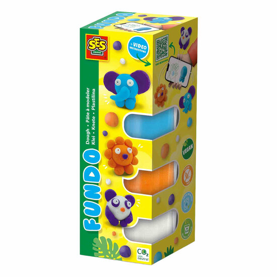 SES Fundo Klei - Wilde Dieren - 4 Kleipotjes