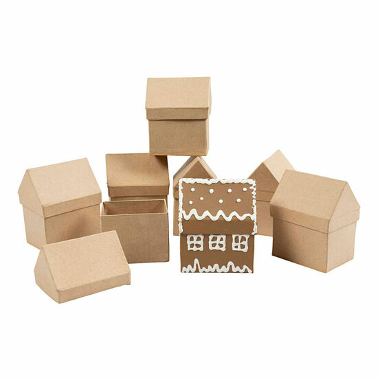 Huizen Papier-mache, Set van 4