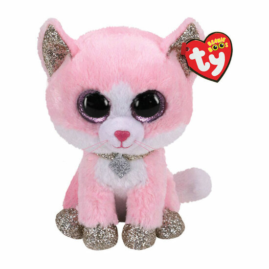 Ty Beanie Boo&#039;s Fiona Pink Cat, 15cm