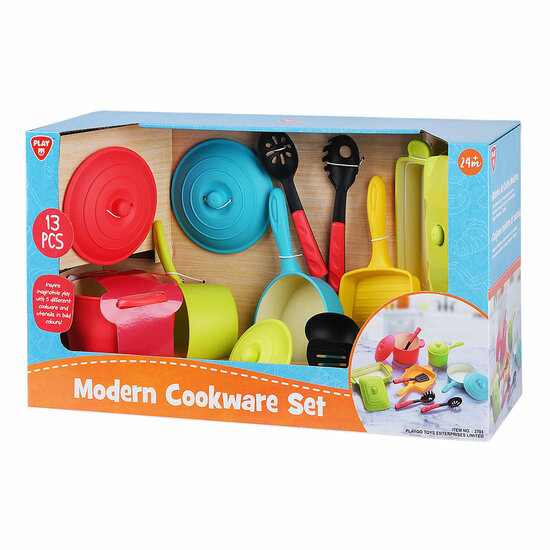 Playgo Kunststof Pannen- en Keukenaccessoires Speelset - 13dlg.