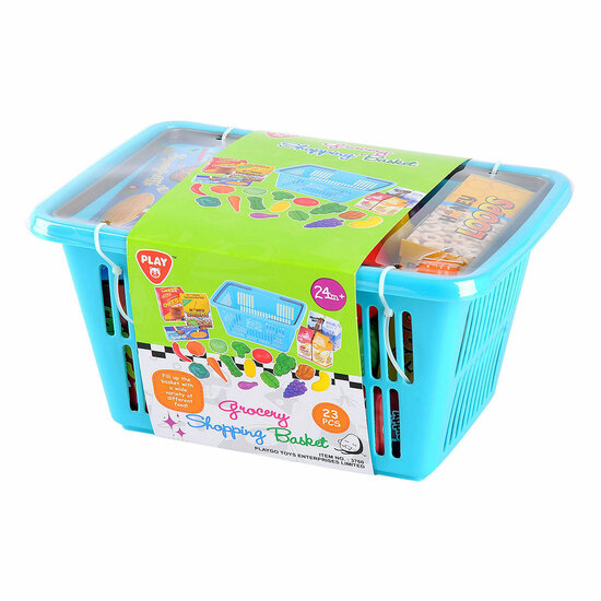 Playgo Winkelmandje met Boodschappen Speelset - 23dlg.
