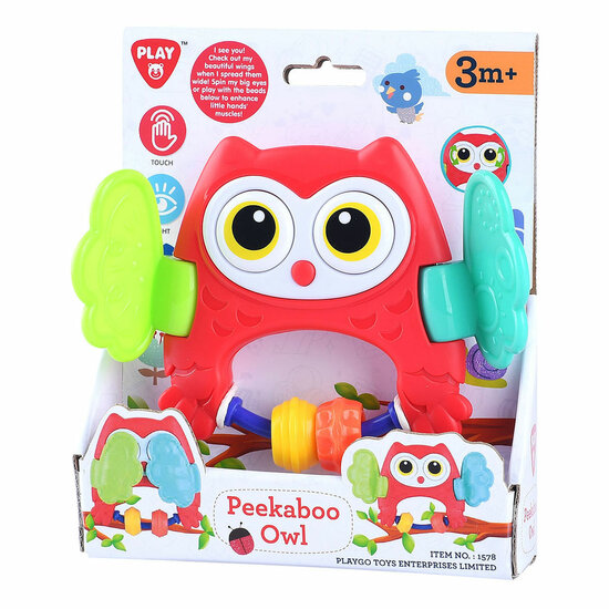 Playgo Peekaboo Uil Rammelaar Rood