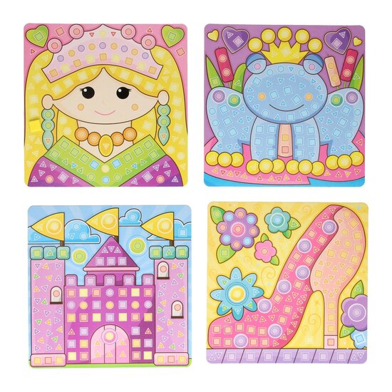 Knutselset Moza&iuml;ek Prinses Maken, 4 platen