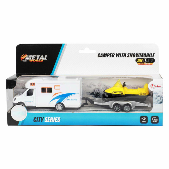 MetalWorld Pull Back Camper met Aanhanger en Sneeuwscooter