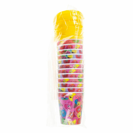 Beker met Deksel en Rietje Lachgezicht, 12st.