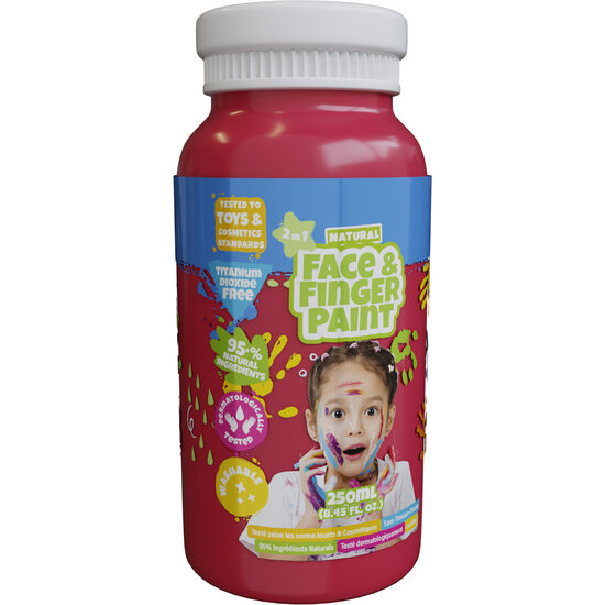 Natural Face &amp; Fingerpaint Fles - Rood, 250ml