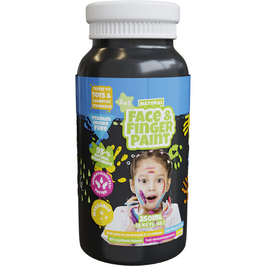 Natural Face &amp; Fingerpaint Fles - Zwart, 250ml
