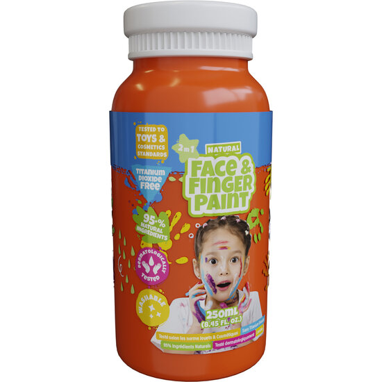 Natural Face &amp; Fingerpaint Fles - Oranje, 250ml