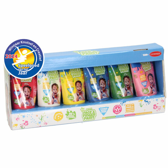 Natural Face &amp; Finger Paint Tube - Multi Kleuren, 6x65ml