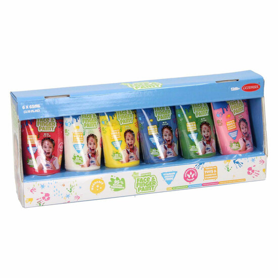 Natural Face &amp; Finger Paint Tube - Multi Kleuren, 6x65ml