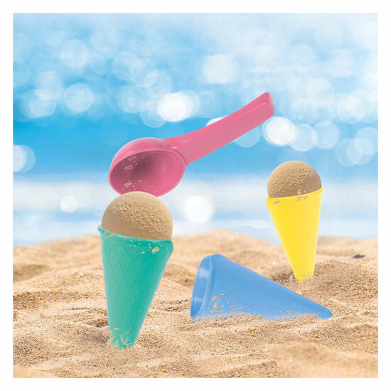 Play Out Strandset Ijsjes met 4 Hoorntjes en Schep