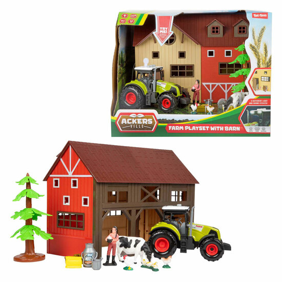 Ackers Ville Boerderij met Tractor Licht en Geluid Speelset, 12dlg.