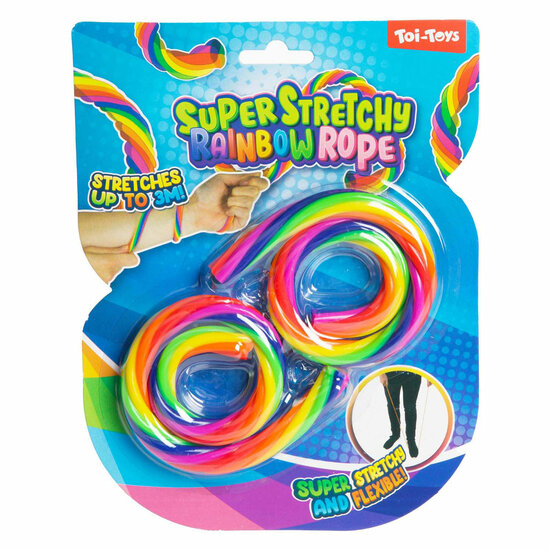 Fun Super Rekbaar Touw Regenboog, 2st.