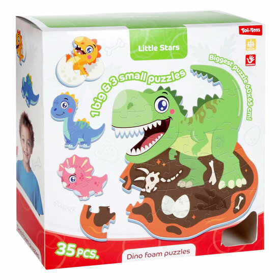 Little Stars Foam Vloerpuzzel Dino, 36st.