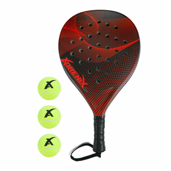 Padelset Racket met 3 Ballen - Rood